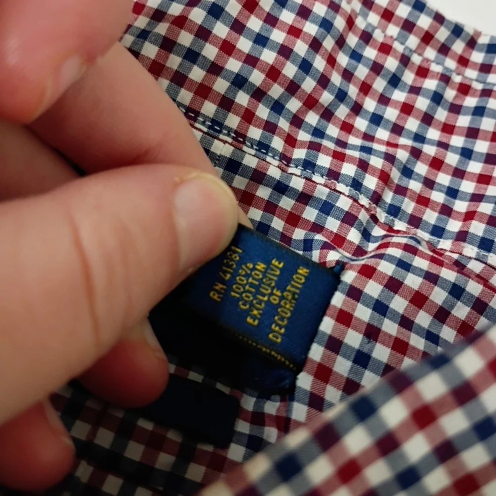 Polo Ralph Lauren Shirt Mens‎ XL Slim Fit Red White Blue Gingham Check Pony